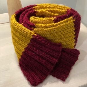 Handmade Harry Potter Inspired Ribbed Knit Scarf | Gryffindor Red & Gold